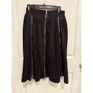Marigold Shadows Goth Avant-Garde Pleated mid skirt w/exposed vertical zippers